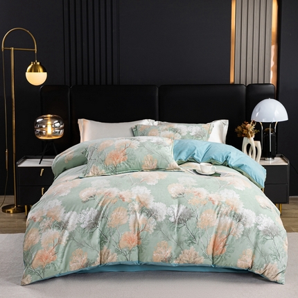 91家纺网 家纺一手货源 找家纺 美丽折家纺 2025新款A类8D数码百花锦四件套 富春山居