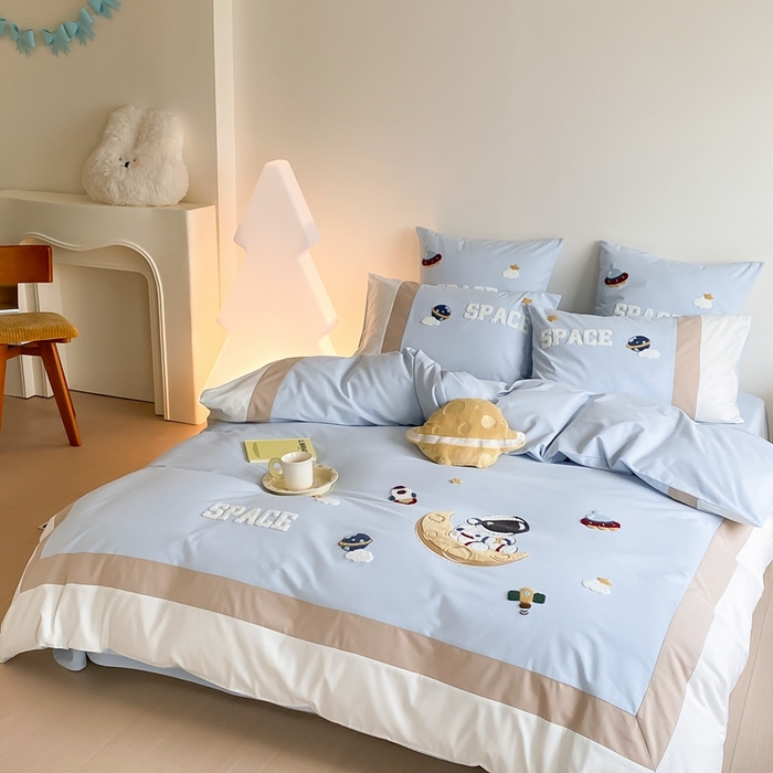 91家纺网 家纺一手货源 找家纺 （总）星野 2024新款全棉加厚磨毛四件套太空记系列