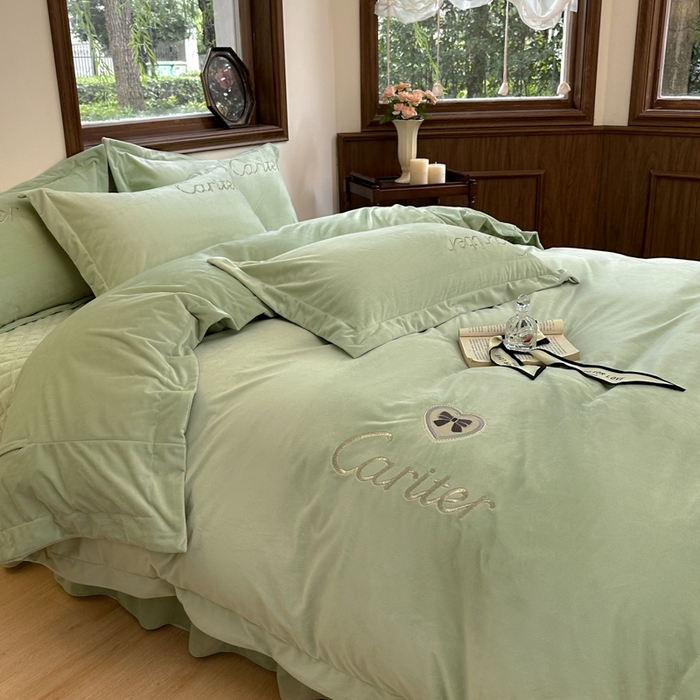 91家纺网 家纺一手货源 找家纺 尚美 2024新款床盖款工艺设计四件套-依连娜 清新绿