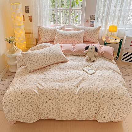 91家纺网 家纺一手货源 找家纺 （总）伊凡 2025新款印花小清新水洗棉四件套