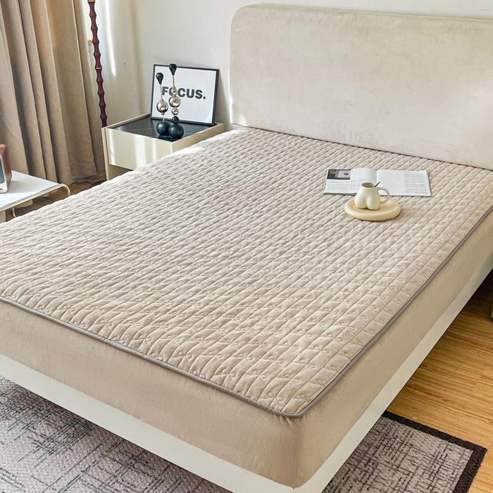 91家纺网 家纺一手货源 找家纺 LADYCOCO可可家居 2024新款超柔牛奶绒夹棉保暖床笠 卡其色