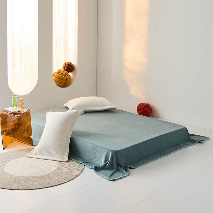 91家纺网 家纺一手货源 找家纺 LADYCOCO可可家居 2024新款牛奶3D绒立体雕花剪花单品系列-单床单 蓝色