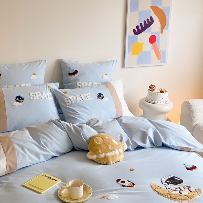 91家纺网 家纺一手货源 找家纺 （总）星野 2024新款全棉加厚磨毛四件套太空记系列