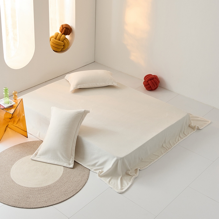 91家纺网 家纺一手货源 找家纺 LADYCOCO可可家居 2024新款牛奶3D绒立体雕花剪花单品系列-单床单 米白