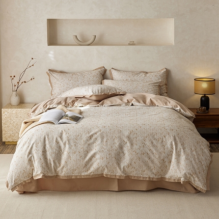 千朵森 2024新款高定新疆长绒棉全棉印花拼角磨毛四件套 风格一 似锦