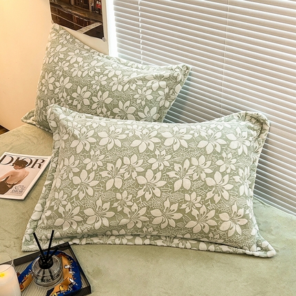 （总）慕尚 2025新款高克重保暖双色雕花绒枕套单件