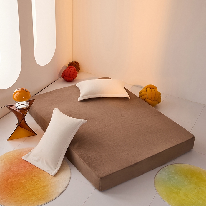 91家纺网 家纺一手货源 找家纺 LADYCOCO可可家居 2024新款牛奶3D绒立体雕花剪花单品系列-单床笠 深咖