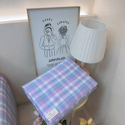 91家纺网 家纺一手货源 找家纺 （总）2024新款水洗全棉条格床盖四件套