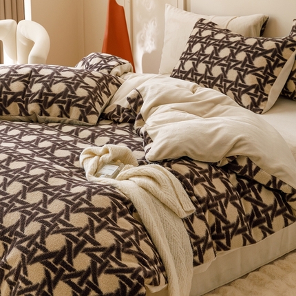 91家纺网 家纺一手货源 找家纺 （总）金奇达家纺 2025秋冬保暖加厚绒类四件套多莉羊绒-希尔格