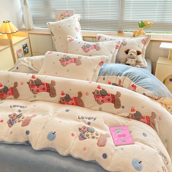 91家纺网 家纺一手货源 找家纺 慕尚 2025新款高克重印花雪花绒被套单件 优瑞