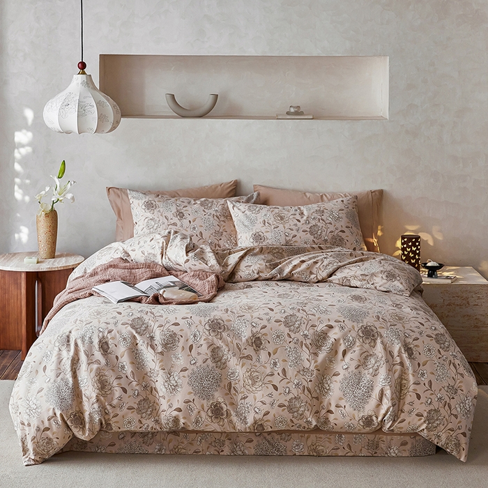 91家纺网 家纺一手货源 找家纺 千朵森 2024新款A类全棉活性陶瓷磨毛四件套 花颜