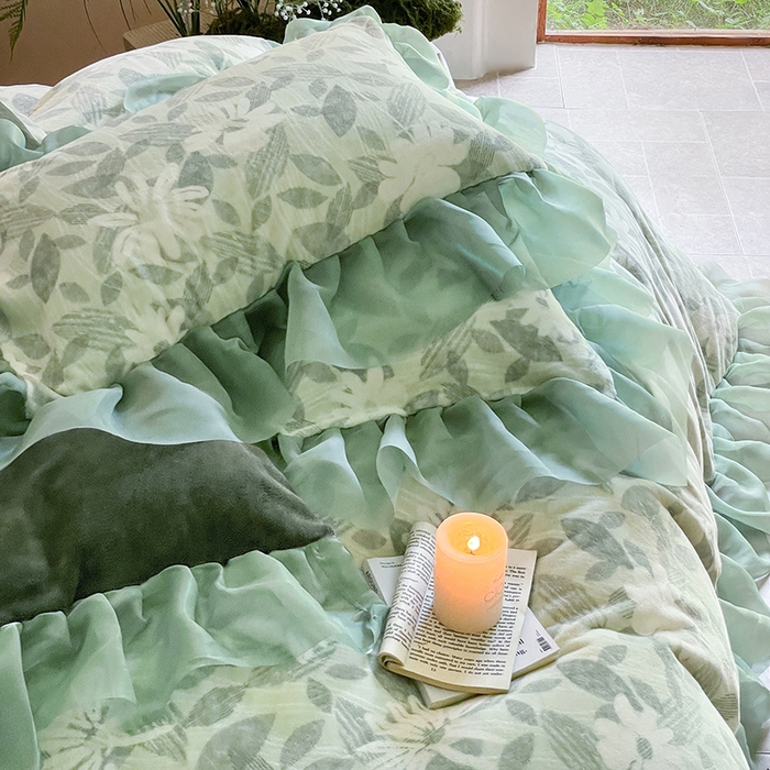 91家纺网 家纺一手货源 找家纺 慕澄家纺 2024新款高克重花边牛奶绒印花四件套 悠悠