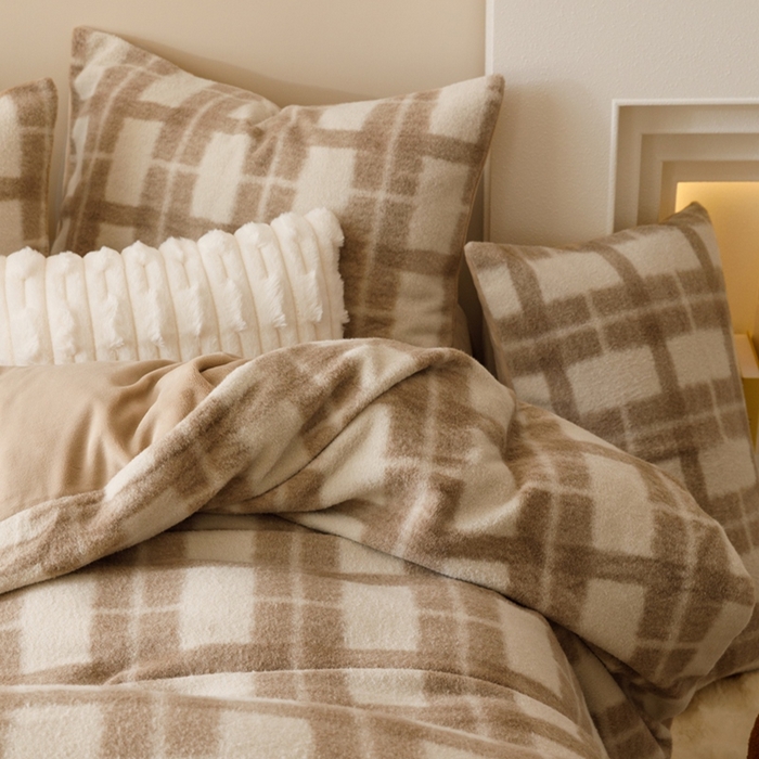 91家纺网 家纺一手货源 找家纺 金奇达家纺 2025秋冬保暖加厚绒类四件套多莉羊绒-希尔格 森格米咖