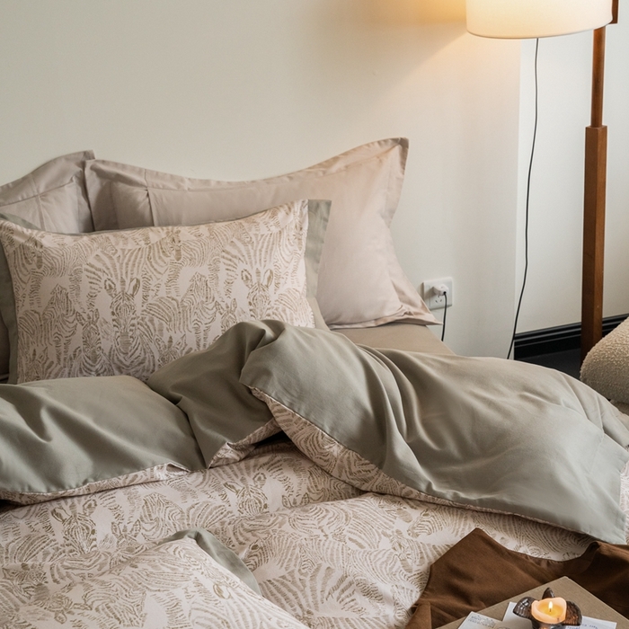 91家纺网 家纺一手货源 找家纺 窝米 2024新款全棉磨毛工艺拼角款四件套系列 遇见绿