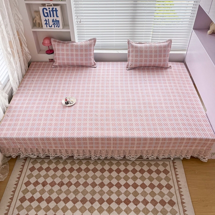 91家纺网 家纺一手货源 找家纺 （总）手艺人 2025新款蕾丝花边化纤炕盖榻榻米炕垫-KH系列