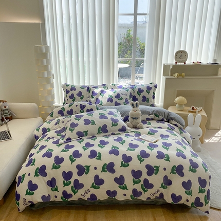 91家纺网 家纺一手货源 找家纺 梦澜蒂 2024新款加厚保暖牛奶绒被套牛奶绒四件套