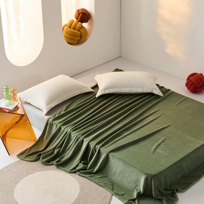 91家纺网 家纺一手货源 找家纺 LADYCOCO可可家居 2024新款牛奶3D绒立体雕花剪花单品系列-单床单 深绿