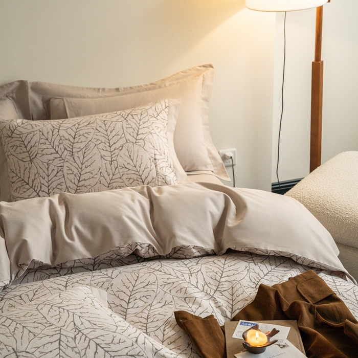 91家纺网 家纺一手货源 找家纺 窝米 2024新款全棉磨毛工艺拼角款四件套系列 晨梦