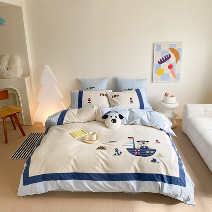 （总）星野 2024新款全棉加厚磨毛四件套漂流记系列