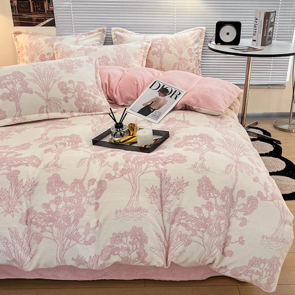 91家纺网 家纺一手货源 找家纺 （总）慕尚 2025新款高克重保暖双色雕花绒被套单件