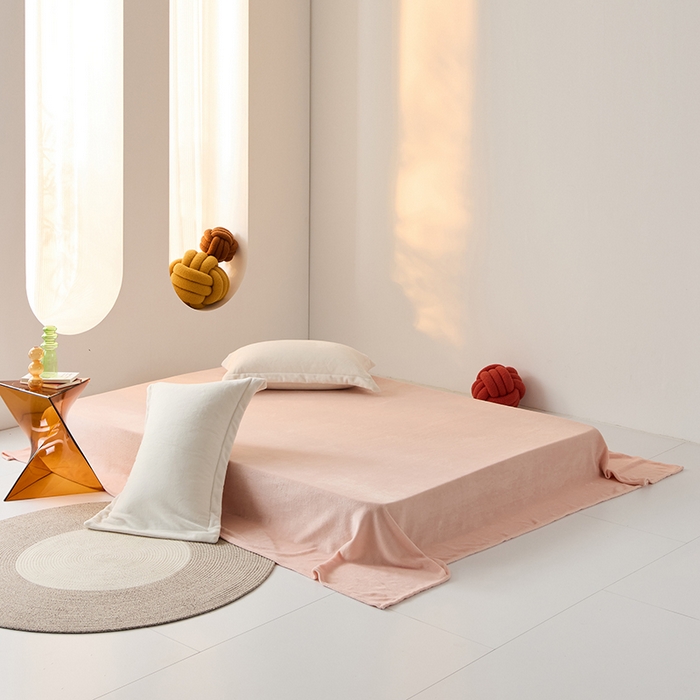 91家纺网 家纺一手货源 找家纺 LADYCOCO可可家居 2024新款牛奶3D绒立体雕花剪花单品系列-单床单 浅粉