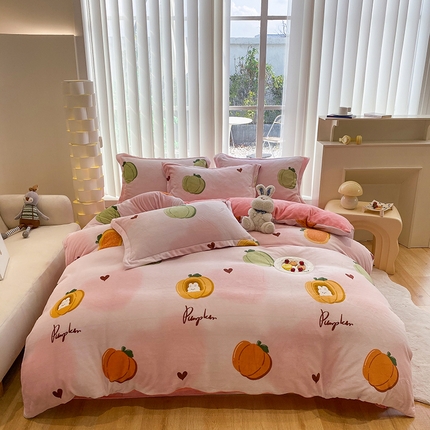 91家纺网 家纺一手货源 找家纺 梦澜蒂 2024新款加厚保暖牛奶绒被套牛奶绒四件套