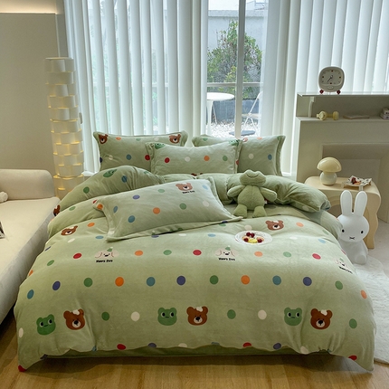 91家纺网 家纺一手货源 找家纺 梦澜蒂 2024新款加厚保暖牛奶绒被套牛奶绒四件套