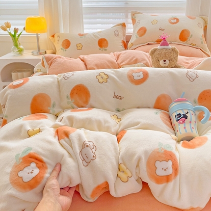 91家纺网 家纺一手货源 找家纺 （总）简一 2025新款小清新牛奶绒印花四件套-卡通系列