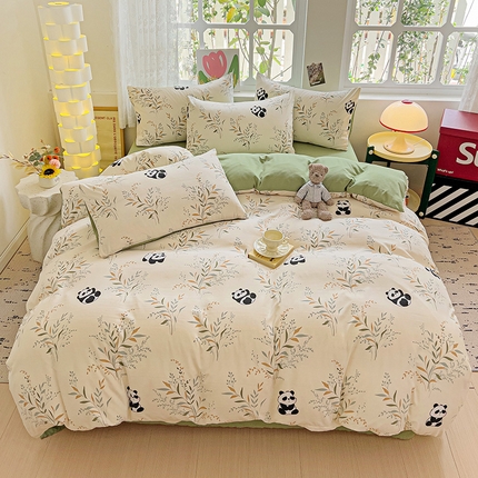 91家纺网 家纺一手货源 找家纺 （总）伊凡 2025新款印花小清新水洗棉四件套