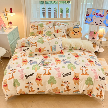 91家纺网 家纺一手货源 找家纺 （总）贝扬思家纺 2024新款高克重牛奶绒卡通四件套（有买家秀）