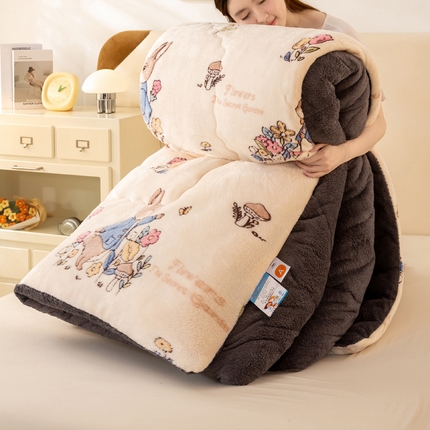 91家纺网 家纺一手货源 找家纺 （总）好梦来家纺（原锦茂家纺） 2025新款印花款A类雪花绒冬被羊羔绒冬被被芯冬季牛奶绒冬被