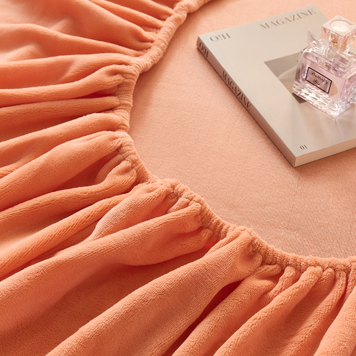 91家纺网 家纺一手货源 找家纺 LADYCOCO可可家居 2024新款牛奶3D绒立体雕花剪花单品系列-单床笠 橘色