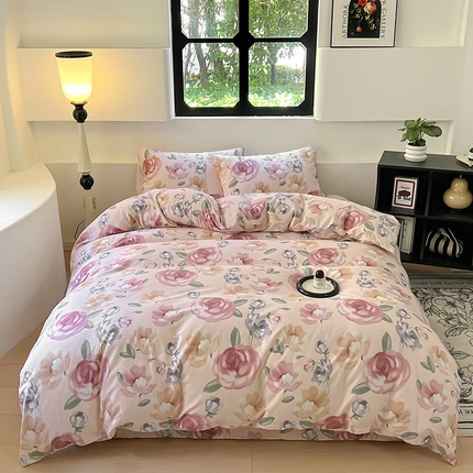 91家纺网 家纺一手货源 找家纺 田野 2024新款纯棉全棉磨毛印花四件套系列 全A-恋爱旋律