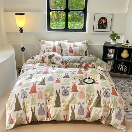 91家纺网 家纺一手货源 找家纺 （总）田野 2024新款纯棉全棉磨毛印花四件套系列