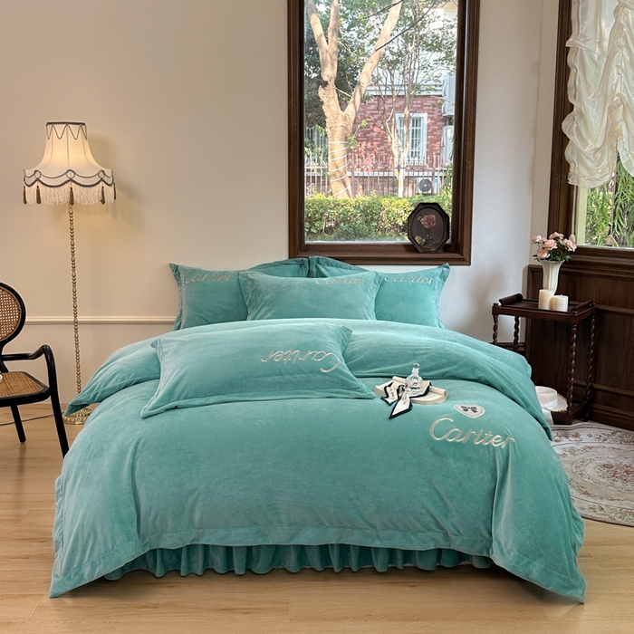 91家纺网 家纺一手货源 找家纺 尚美 2024新款床盖款工艺设计四件套-依连娜 青春绿