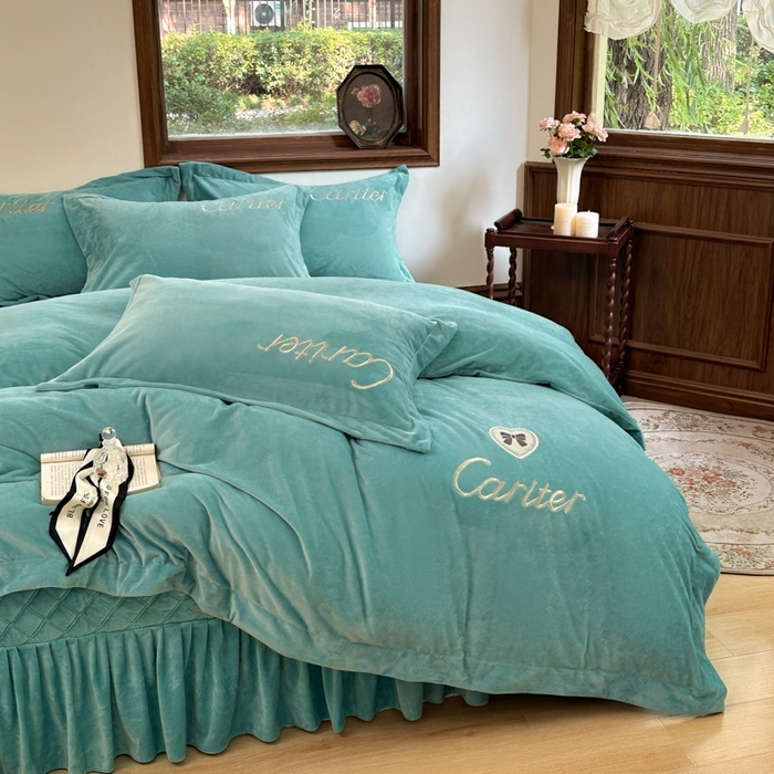 91家纺网 家纺一手货源 找家纺 尚美 2024新款床盖款工艺设计四件套-依连娜 青春绿