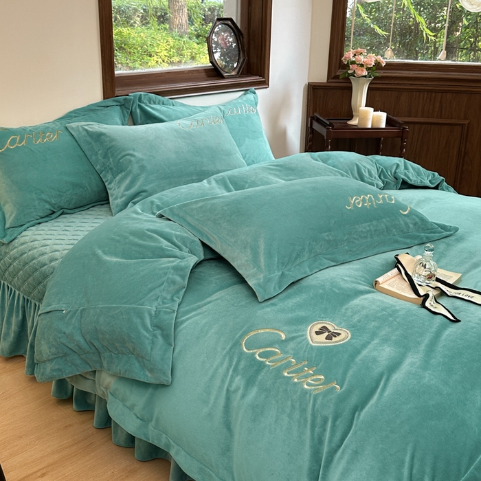 91家纺网 家纺一手货源 找家纺 尚美 2024新款床盖款工艺设计四件套-依连娜 青春绿