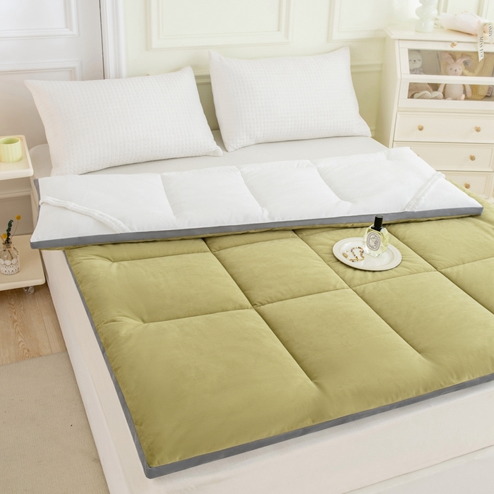 91家纺网 家纺一手货源 找家纺 LADYCOCO可可家居 2024新款亲肤舒适德绒床垫床褥-超暖系列 绿色
