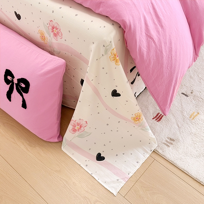 91家纺网 家纺一手货源 找家纺 艾米家居 2025新款水洗磨毛毛巾绣印花四件套 蝴蝶结