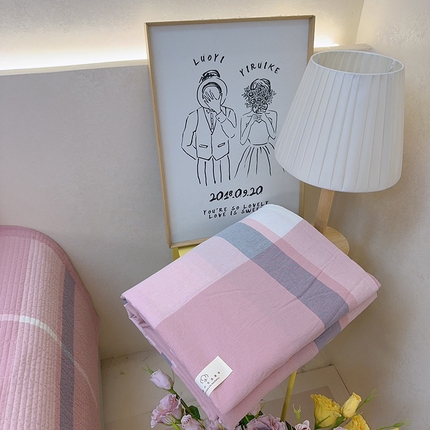 91家纺网 家纺一手货源 找家纺 （总）2024新款水洗全棉条格床盖四件套