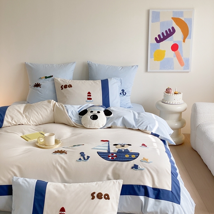 91家纺网 家纺一手货源 找家纺 （总）星野 2024新款全棉加厚磨毛四件套漂流记系列