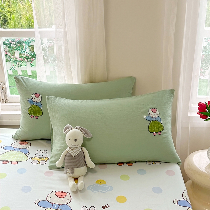 91家纺网 家纺一手货源 找家纺 艾米家居 2025新款水洗磨毛毛巾绣印花四件套 招财猫