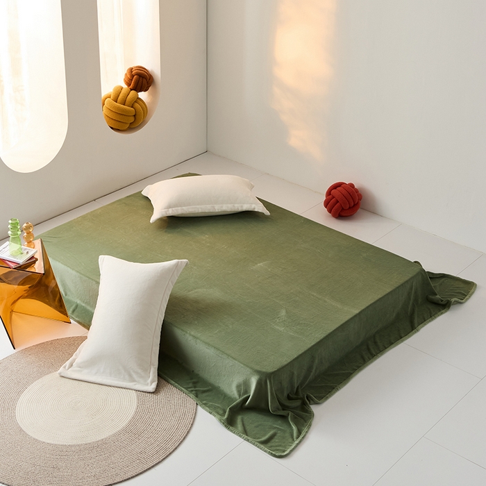 91家纺网 家纺一手货源 找家纺 LADYCOCO可可家居 2024新款牛奶3D绒立体雕花剪花单品系列-单床单 深绿