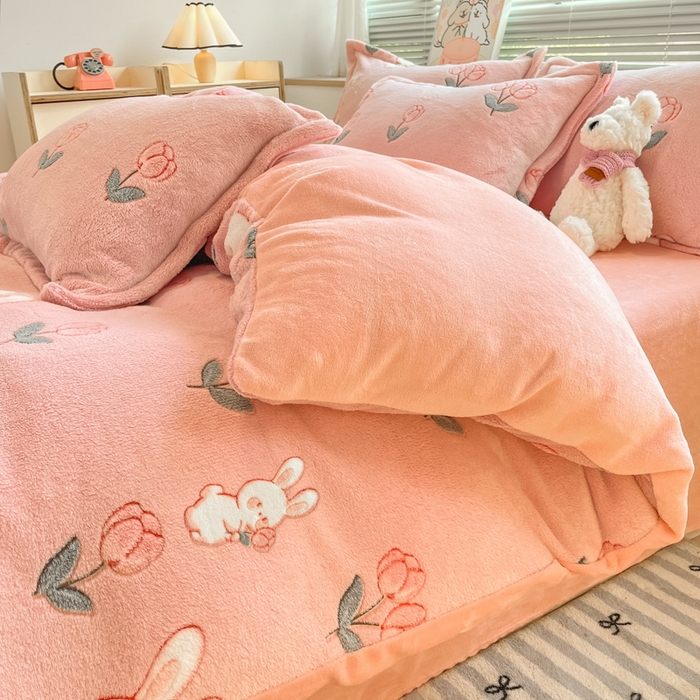 91家纺网 家纺一手货源 找家纺 （总）慕尚 2025新款高克重印花雪花绒被套单件