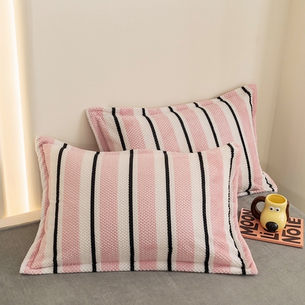 2024新款立体菠萝格印花保暖牛奶绒系列单枕套 挪威粉