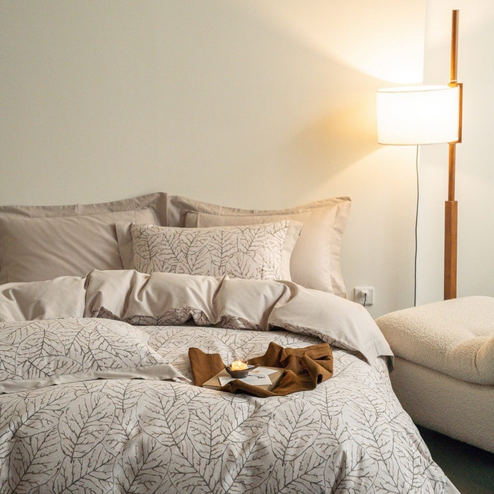 91家纺网 家纺一手货源 找家纺 窝米 2024新款全棉磨毛工艺拼角款四件套系列 晨梦