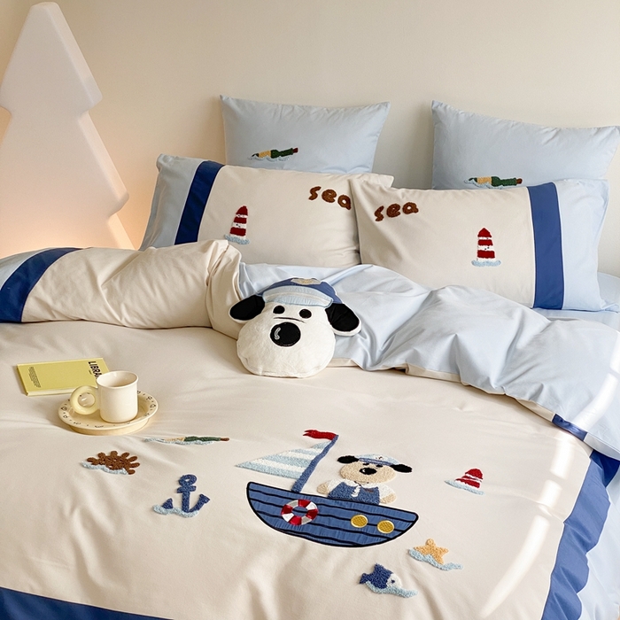 91家纺网 家纺一手货源 找家纺 （总）星野 2024新款全棉加厚磨毛四件套漂流记系列