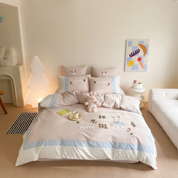 91家纺网 家纺一手货源 找家纺 （总）星野 2024新款全棉加厚磨毛四件套森林记系列