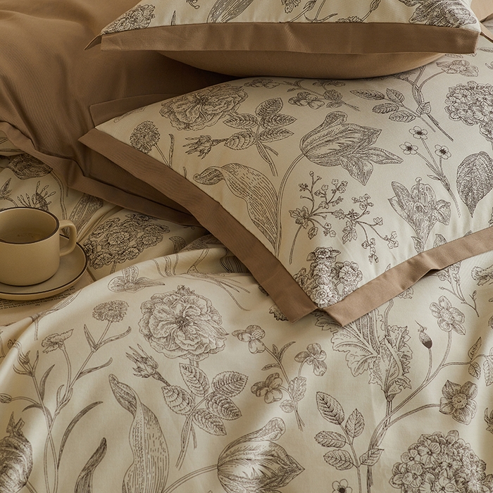 91家纺网 家纺一手货源 找家纺 （总）千朵森 2024新款高定新疆长绒棉全棉印花拼角磨毛四件套 风格二