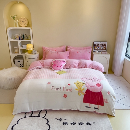 91家纺网 家纺一手货源 找家纺 （总）兄弟坊 2025爆款海绵宝宝奥特曼牛奶绒贴布绣四件套